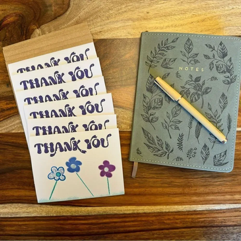 Thank You Cards Greeting Cards Blank Notes Set of 6 w Envelopes Flowers